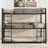 NestLude Triple Bunk Bed Heavy Duty, Twin-Size Metal Bunkbeds with Ladder, Family-Friendly for All Ages, Bedroom, No Box Spring Needed, Easy Assembly (Black) NestLude