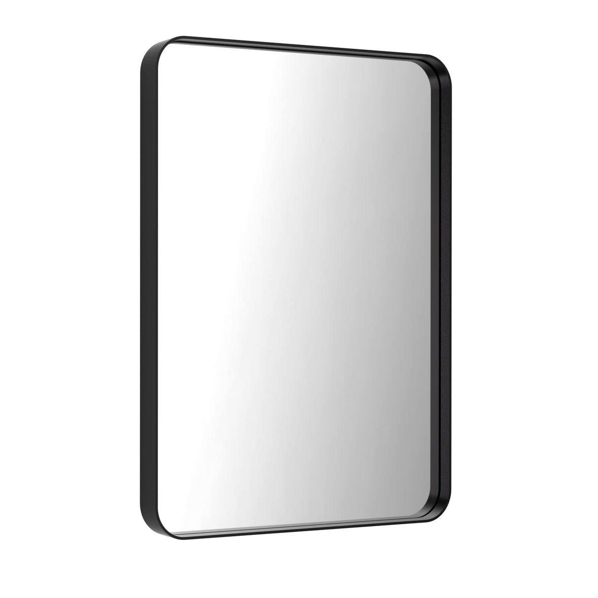 LOAAO Black Metal Framed Bathroom Mirror for Wall, 22X30 Inch Rounded Rectangle Mirror, Matte Black Bathroom Vanity Mirror Farmhouse, Anti-Rust, Tempered Glass, Hangs Horizontally or Vertically LOAAO