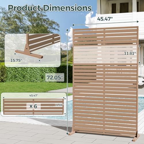 Trygoal Privacy Fence Screen Outdoor Freestanding Privacy Panel, 72" H×47" W HDPE Decorative Panels with Stand, Room/Garden Divider, Outdoor Privacy Screen for Patio,Deck, Balcony, Pool Trygoal