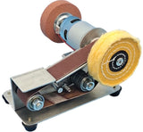 30mm Mini Belt Sander, Sander Tool w/ 7-Gear Speed Control, 15 Degree Knife Sharpener Electric Sander Sanding Machine w/Buffing & Grinding Wheel for Mefape