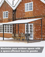 GarveeLife 12' x 14' Lean to Gazebo, Hardtop Wall Pergola with Polycarbonate Roof, Aluminum Frame Mounted Gazebo for Lawn Patio Deck Yard and Party Garveelife