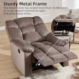 CANMOV Manual Recliner Single Sofa, Wall-Hugger Reclining Couch, Upholstered Sofa Chair with Armrests, Fabric Reclining Couch with Soft Cushion for Living Room (Brown, 36" W)
