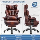 700lbs Big and Tall Office Chair with Footrest&Adjustable Lumbar Pillow,Large Heavy Duty Executive Office Chair-Wide Seat,Ergonomic High Back Computer Chairs for Heavy People,Dual Rubber Wheels,Brown BIGGARSIT