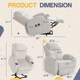 Electric Power Lift Recliner Chair with Massage for Elderly Corduroy Fabric Recliner Single Sofa with Cup Holders, Side Pockets and Remote Control for Living Room Bedroom (White) Furmax