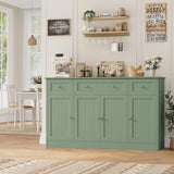 HITHOS 55" Sideboard Buffet Cabinet with Storage, Modern Kitchen Buffet Storage Cabinet with Drawers, Wood Coffee Bar with Adjustable Shelves, Large Sideboard for Kitchen, Living Room, Green HITHOS