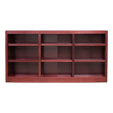 BOWERY HILL Traditional 36" Tall 9-Shelf Triple Wide Wood Bookcase in Cherry BOWERY HILL