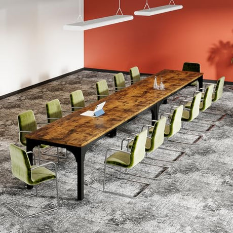Trggivs 6.56 FT Conference Table, Super Sturdy Large Rectangle Meeting Seminar Table for 8 Person, Long Business Tables (Brown, 1PC) Trggivs