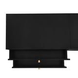 LUMISOL Modern TV Stand for 90"+ TV, 86" Extra Long TV Console with 2 Doors & 4 Drawers, Large Media Cabinet Entertainment Center with Fluted Glass Doors for Living Room, Black LUMISOL
