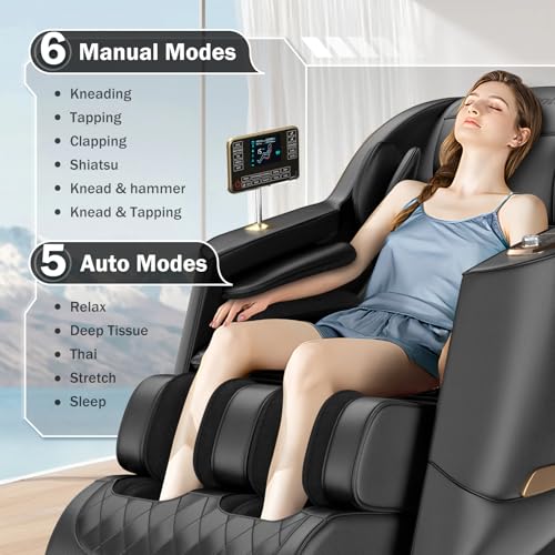 Culanta Massage Chair Full Body, Zero Gravity SL-Track Shiatsu Massage Recliner Chair with Body Scan, Airbags, Foot Rollers, Deep Yoga Stretch, Heating (U1-Black) Culanta