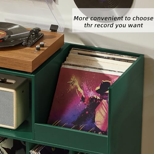 LELELINKY Large Record Player Stand, Turntable Stand with Storage, Vinyl Record Holder with Display Area, Record Player Table Holds Up to 300 Albums, Record Stand for Music Room Living Room LELELINKY