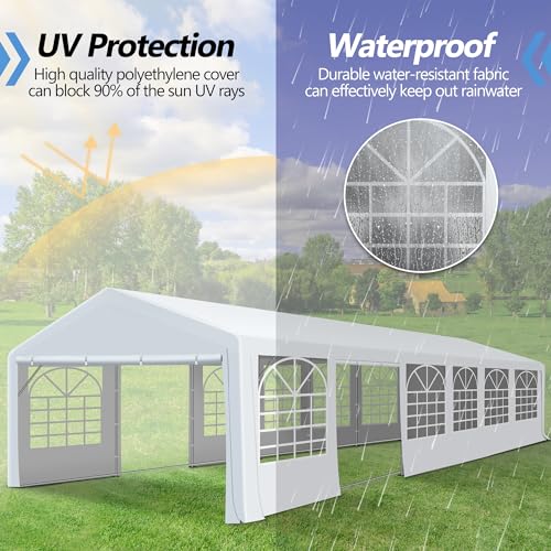 20'x40' Party Tent Heavy Duty, Large Party Canopy Wedding Event Tent with Removable Sidewalls & 4 Sand Bags for Parties Outside UV50+ Waterproof, Carpas para Fiestas (20x40 FT) HOWSVN