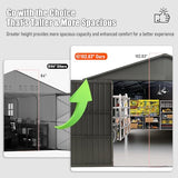 Domi 12x15FT Outdoor Metal Garage Shed, Extra Large Metal Carport with Lockable Double Hinged Doors, Heavy Duty Car Shelter for Car, Truck, Motorcycle and Lawn Equipment, Dark Grey domi outdoor living