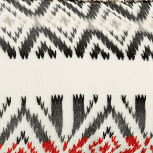 Eddie Bauer - Twin Size Blanket, Ultra-Soft Plush Bed Blanket with Faux Shearling Reverse, Oversized Bedding for Couch or Bed (Mountain Village Red) Eddie Bauer