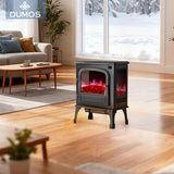 DUMOS 26” Freestanding Electric Fireplace Heater, Electric Fireplace Stove with 3D Flame Effect & Remote Control, Stylish Stove for Home with Safety Features, Adjustable Heat & 12H Timer, Inky DUMOS