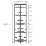 BON AUGURE Industrial Chic 5-Tier Dark Grey Oak Corner Bookshelf BON AUGURE