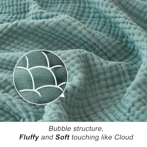 EMME Muslin Throw Blanket 100% Cotton Blankets for Couch Breathable Gauze All Season Soft and Lightweight Pre-Washed (Teal, 50"x70") EMME