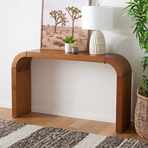 SAFAVIEH Home Collection - Liasonya Modern Natural Brown Waterfall Curved Console Table SAFAVIEH