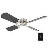RecPro RV 12V Ceiling Fan | 4-Blade | 4-Speed | Near Silent Operation | Reversing Direction Wall Control (Brushed Nickel: Black Blades, 36") RecPro