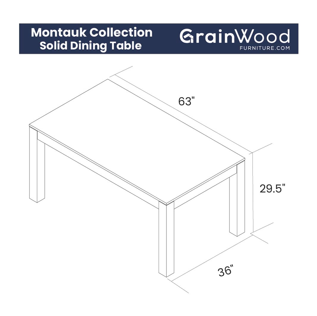 Montauk Solid Wood 63" Dining Table, Rustic Walnut - WoodArtSupply