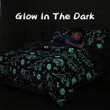 A Nice Night 5pc Glow in The Dark Kids Comforter Set,Dinosaur Galaxy Printed, Space Bedding Set Twin Size for Boys Girls Teen A Nice Night