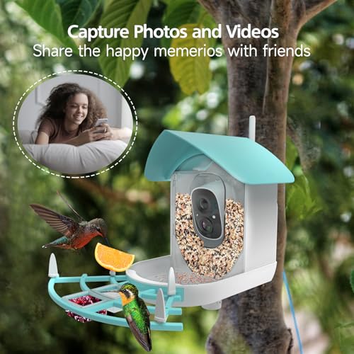 Gyozol Smart Bird Feeder with Camera, AI Identify Bird Breed, Solar-Powered WiFi 1080P Live Camera, Auto Capture Backyard Garden Bird Watching, Gyozol