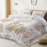 White 3 Piece Duvet Cover Set, 1 Printed Zipper Closure Duvet Cover with 2 Pillow Shams, Ultra Soft Brushed Microfiber Single with Minimalist Floral Modern Generic