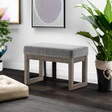 SIMPLIHOME Milltown 27 inch Wide Contemporary Rectangle Footstool Ottoman Bench in Grey Linen Look Fabric, Assembled, for the Living Room and Bedroom SIMPLIHOME