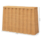 Bali & pari Andrea Natural Rattan Console Table - Handwoven Wicker Accent Table with Pleated Skirt, Boho Coastal Decor bali & pari