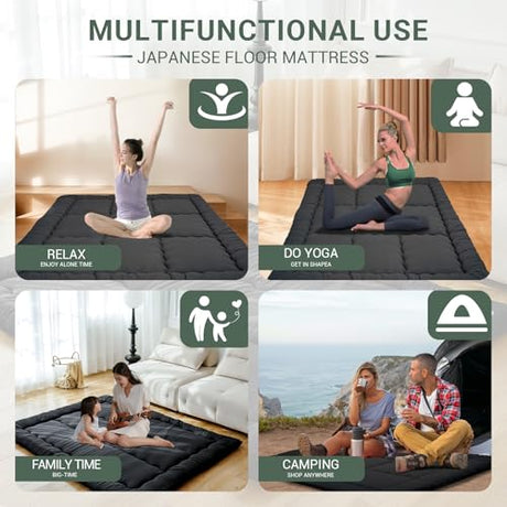 Japanese Floor Mattress Futon Mattress,3" Foldable Tatami Sleeping Pad for Adults & Kids,100% High Density Foam Comfortable Floor Mattress Twin Size 39"x 80",Ideal for Comfort and Support,Black imflmats