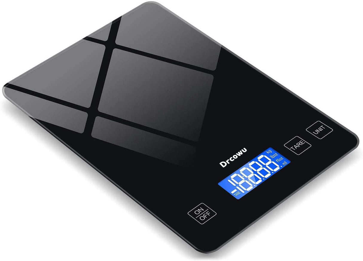Large Digital Kitchen Scale, Drcowu 15kg Food Kitchen Scales for Baking, Cooking, Keto and Meal Prep, Food Weight Scale with 1g Accuracy and LCD Display, Easy to Read, Grams and Oz (Black) Drcowu