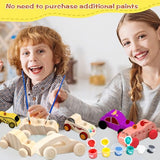 Feradny 42 Pieces Wood DIY Car Toys Unfinished Wooden Cars Wood Car Crafts with 12 Painting Kits for Kids Home Activities Easy Woodworking Party Favors Feradny