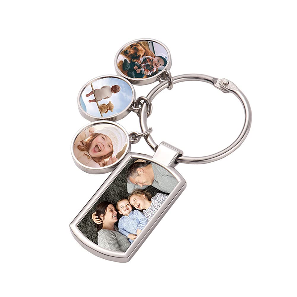 Sublimation Blank Keychain Transfer Keychain Picture Frame Keychain Metal Keyrings Memorial Gifts for Family Lover WoodArtSupply