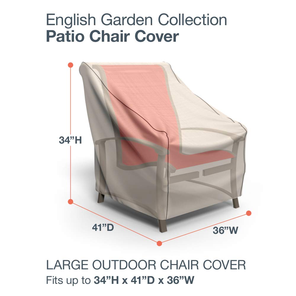 Budge P1W02PM1-2PK English Garden Patio Chair Cover (2 Pack) Heavy Duty and Waterproof, Large, Tan Tweed - WoodArtSupply