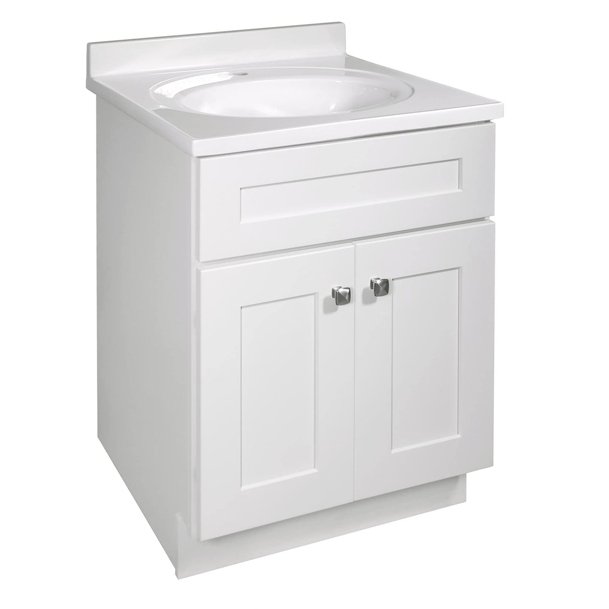Brookings 24 Inch Bathroom Vanity, Ready to Assemble, Solid Wood, Sherwin Williams® White – Design House, 586933 Design House