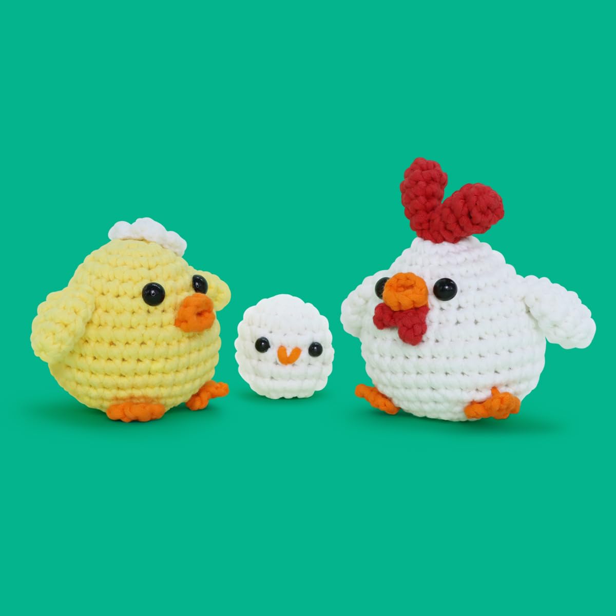 NestledCrafts Beginners Crochet Kit, Amigurumi Crochet Animal Kit, Easy Learn to Crochet with Step-by-Step Video Tutorials, 3PCS The Chick Family for Kids & Adults NestledCrafts
