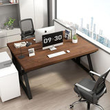 IBF Natural Real Wood Computer Desk, Rustic Writing Study Table for Student, Solid Wooden and Metal Gaming Home Office Desk, Farmhouse Industrial Modern Executive Work Desk Workstation, Brown, 55 Inch IBF