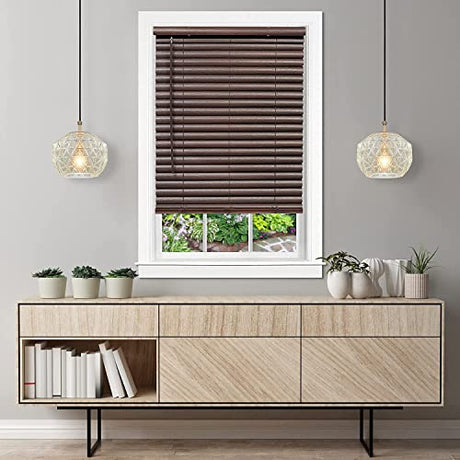 Achim Home Furnishing Cordless GII Luna 2" Slat Mahogany Venetian Window Blinds 29" W x 64" L PowerSellerUSA