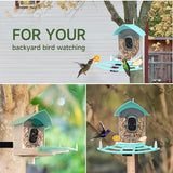 Gyozol Smart Bird Feeder with Camera, AI Identify Bird Breed, Solar-Powered WiFi 1080P Live Camera, Auto Capture Backyard Garden Bird Watching, Gyozol