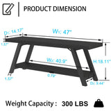 LVB Black Bench, Modern Storage Bench for Bedroom, Wood Metal Entryway Bench for Hallway Dining Living Room, Famrhouse Shoe Rack Indoor Accent Seating Bench for Foyer Entrance, Black Oak, 47 Inch Long LVB