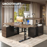 FLEXISPOT 71" Executive Standing Desk with Drawers & PC Case, Secretary Desk with Dual Motor Lift, 222 LBS Capacity, 1" Thick Desktop, Ideal for Home Office Workstation, Black Walnut, 3 Packages FLEXISPOT