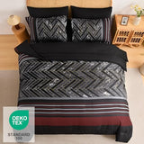 Luxudecor Black and Red Comforter Set Queen Size, 7 Pieces Stripe Geometric Bed in a Bag, Marble Comforter and Sheet Set, Soft Microfiber Complete Bedding Sets for All Seasons Luxudecor
