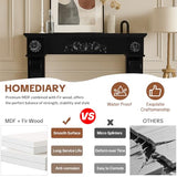 HOMEDIARY 44.5" Fireplace Mantel, Freestanding Fireplace Surround with Leg for Electric Fireplaces, MDF Mantel Surround with Shelf for Living Room with Decorative Pattern, Anti-Tipping & Waterproof HOMEDIARY
