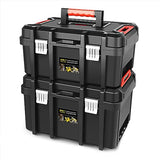 ‎DNA MOTORING 2pcs Tool Boxes Set - Lockable Organizer Storage Portable Toolbox with Removable Tray for Workshop Garage & Household, Large Capacity, TOOLS-00310 DNA MOTORING