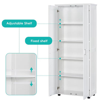 72" Tall Bathroom Storage Cabinet with 2 Doors for Bathroom, Freestanding Floor Cabinet with Adjustable Shelves, Large Wood Linen Cabinet for Bathroom, Kitchen,Office,Living Room Storage (White)