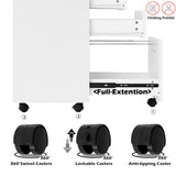 Panana 3 Drawer Wood Mobile File Cabinet, Under Desk Storage Drawers Small File Cabinet for Home Office (White) Panana