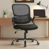 Sweetcrispy Home Office Managerial Executive Chair, Ergonomic Mesh Adjustable Swivel Mid-Back Chair with Comfortable Lumbar Support, Comfy Arms for Bedroom,Study,Student Sweetcrispy