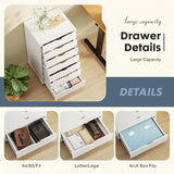 DUMOS 7 Drawer Vertical File Cabinet Mobile Filing Storage Dresser with Wheels Rolling Under Desk Printer Stand Wood Organizer for Office Home Bedroom, White DUMOS