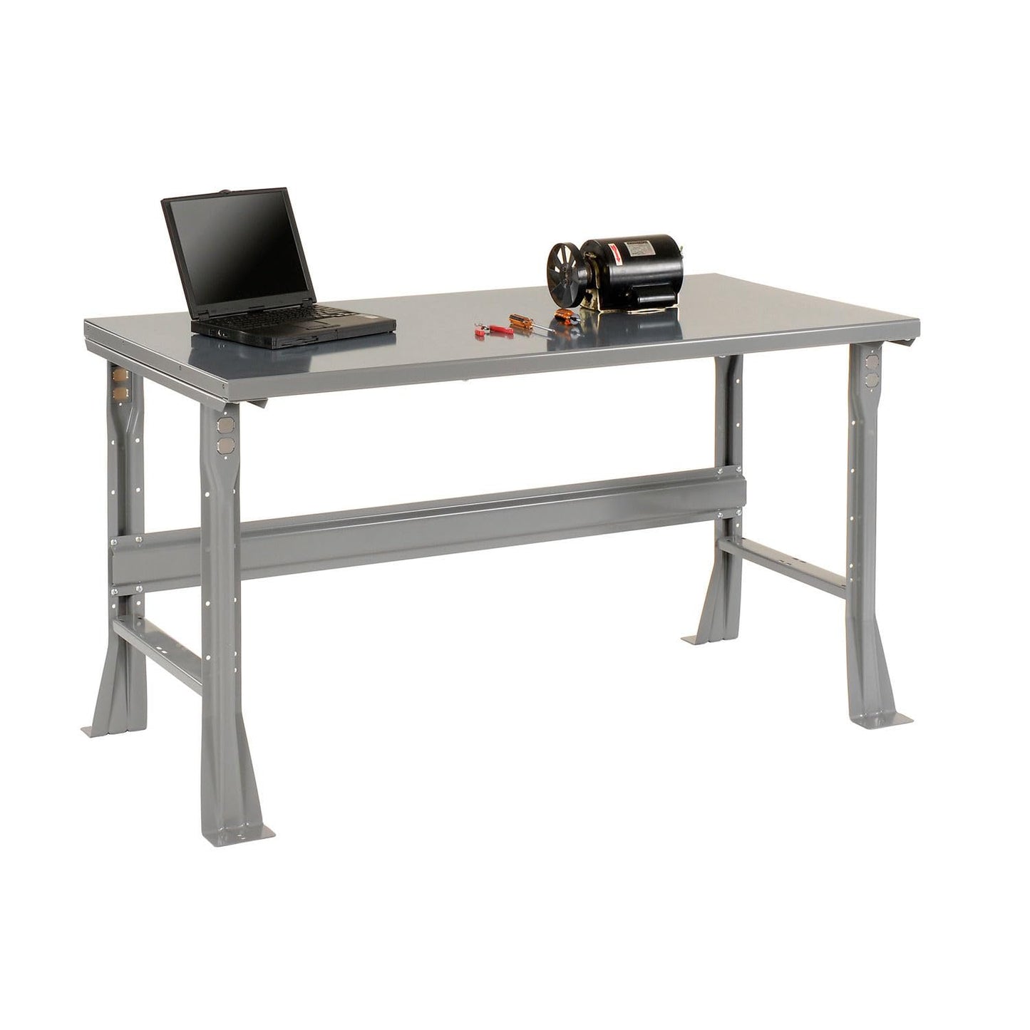 Global Industrial Fixed Height Workbench C-Channel Flared Leg, Steel Square Edge, 48" W x 30" D x 34" H, Gray - WoodArtSupply