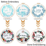 Louise Maelys Embroidery Starter Kit with 3 Hoops for Adults Funny Floral Wreath Pattern for Beginners Needlepoint Kits