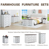 LDTTCUK 6 Drawer Dresser, Farmhouse Dresser Chest of Drawer for Bedroom, 48 Inch Tall Dresser, Wood Storage Chest of Drawers Storage Cabinet for Living Room, Entryway, Hallway, White LDTTCUK